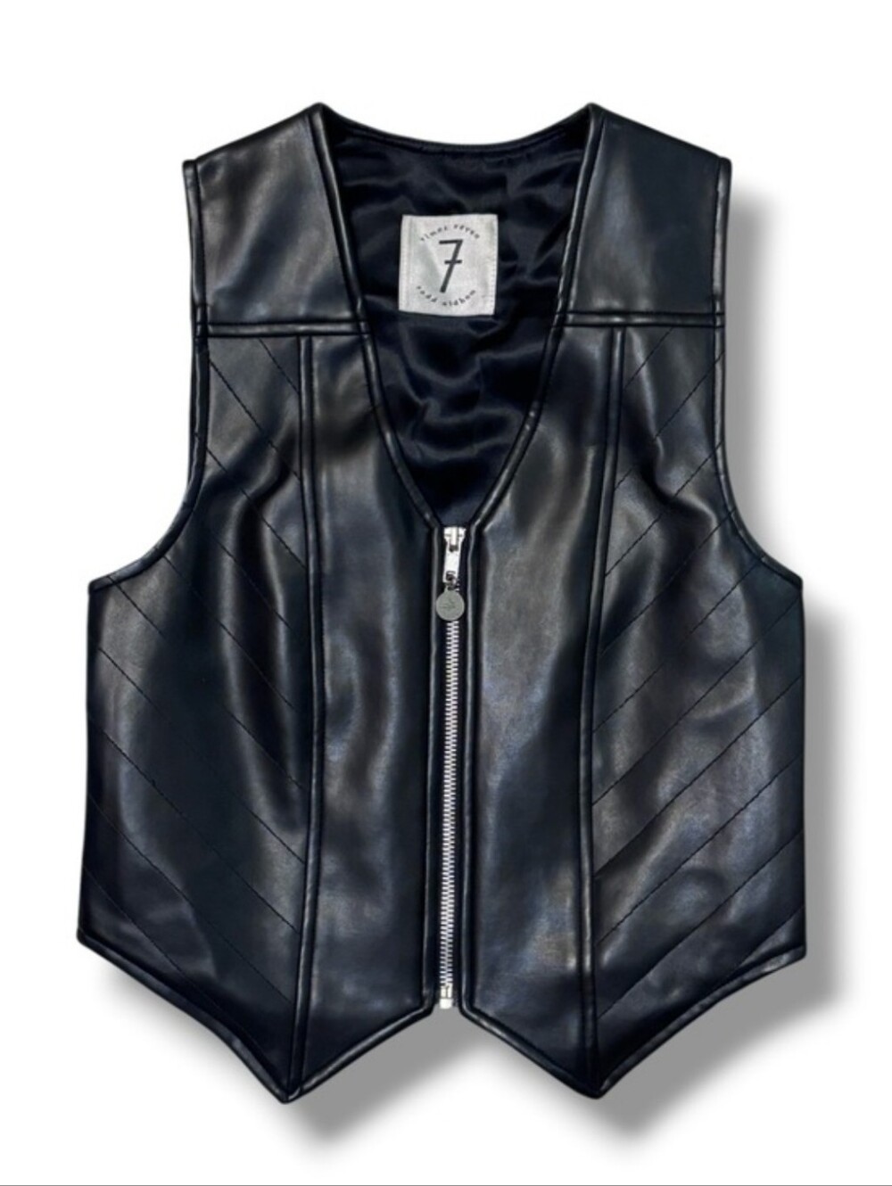 TIMES SEVEN by TODD OLDHAM Black Faux Leather Quilted Vest Size XXS